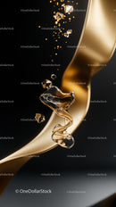 Elegant Gold Liquid Splash with Sparkling Particles for Luxury Concepts