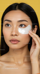 Woman Applying Eye Patch for Skincare and Beauty Routine
