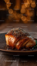 Golden Croissant with Sprinkled Topping and Glaze