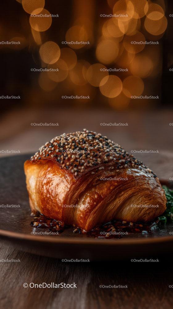 Złoty Croissant z Posypką i Polewą