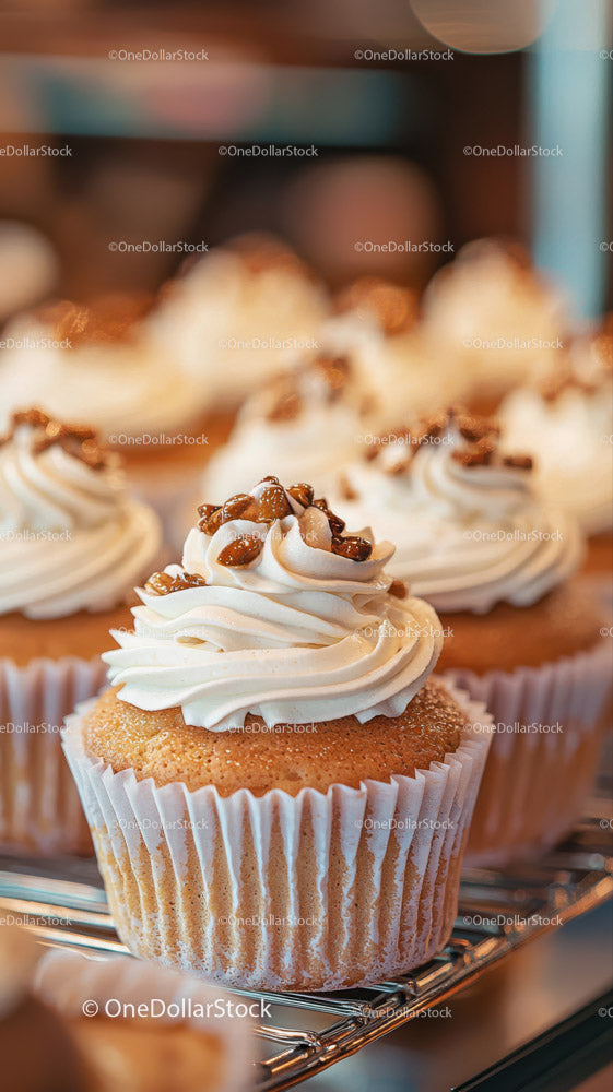 Delicious Vanilla Cupcakes with Buttercream Frosting and Chocolate Drizzle
