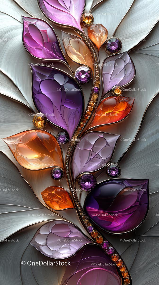Elegant Floral Jewelry Design with Gemstones and Metallic Details