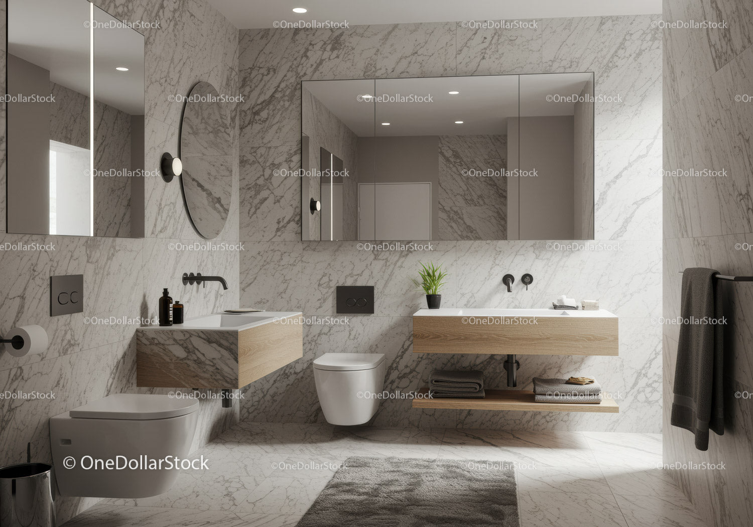 Luxury Marble Bathroom with Modern Fixtures and Elegant Decor