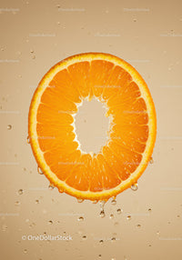 Close Up of Fresh Orange Slice with Water Droplets