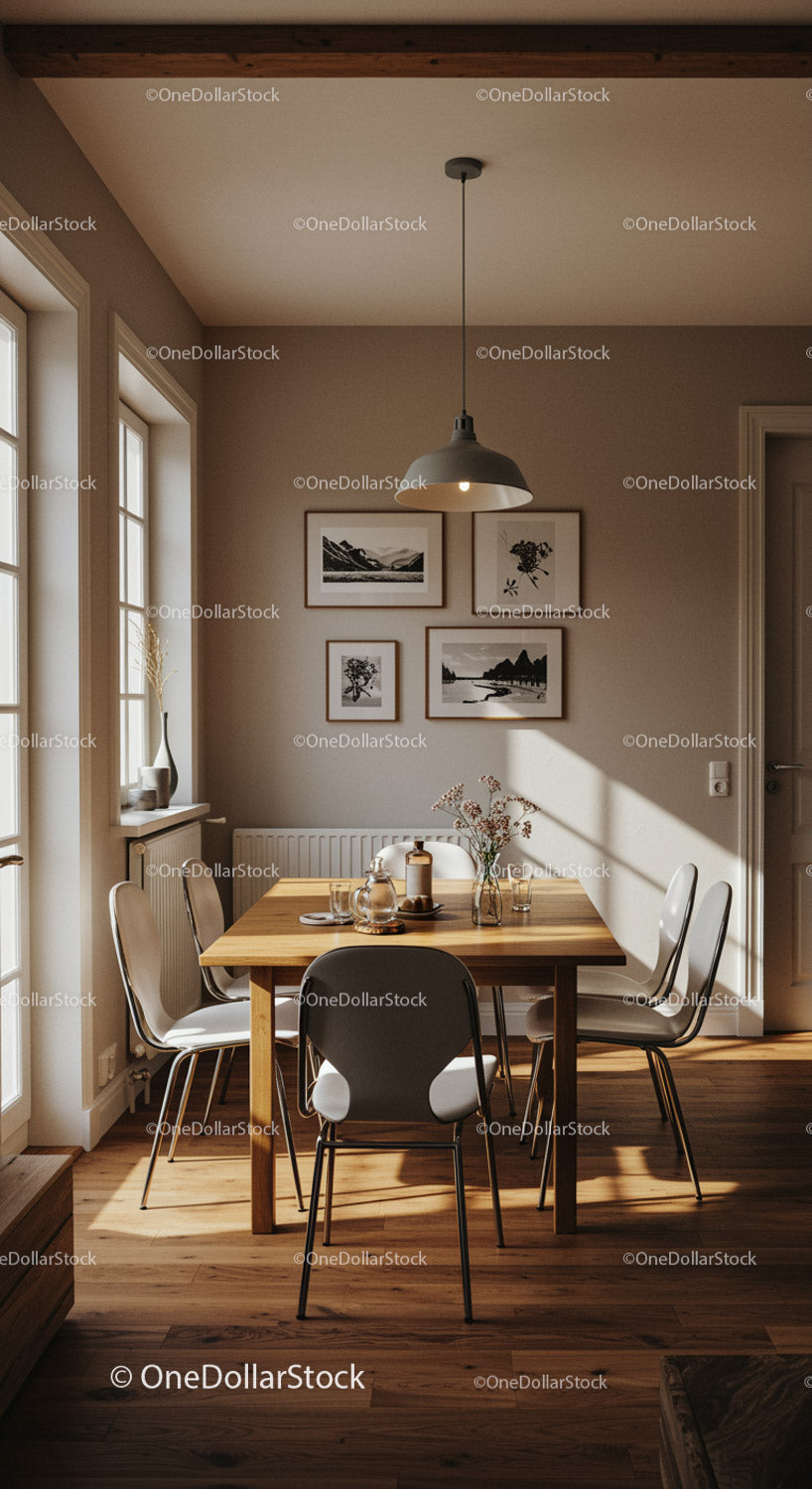 Cozy dining area with natural light and stylish decor