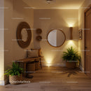 Cozy entryway with natural textures and greenery