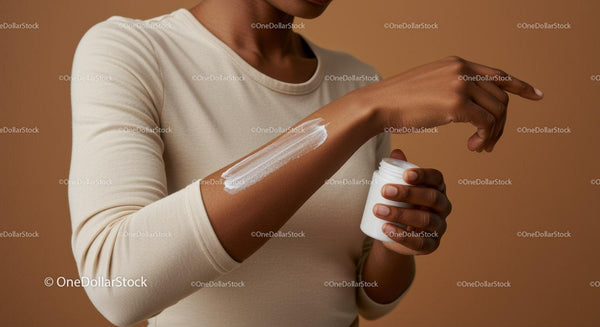 Close-up of Woman Applying Sunscreen Lotion on Arm for Skin Protection