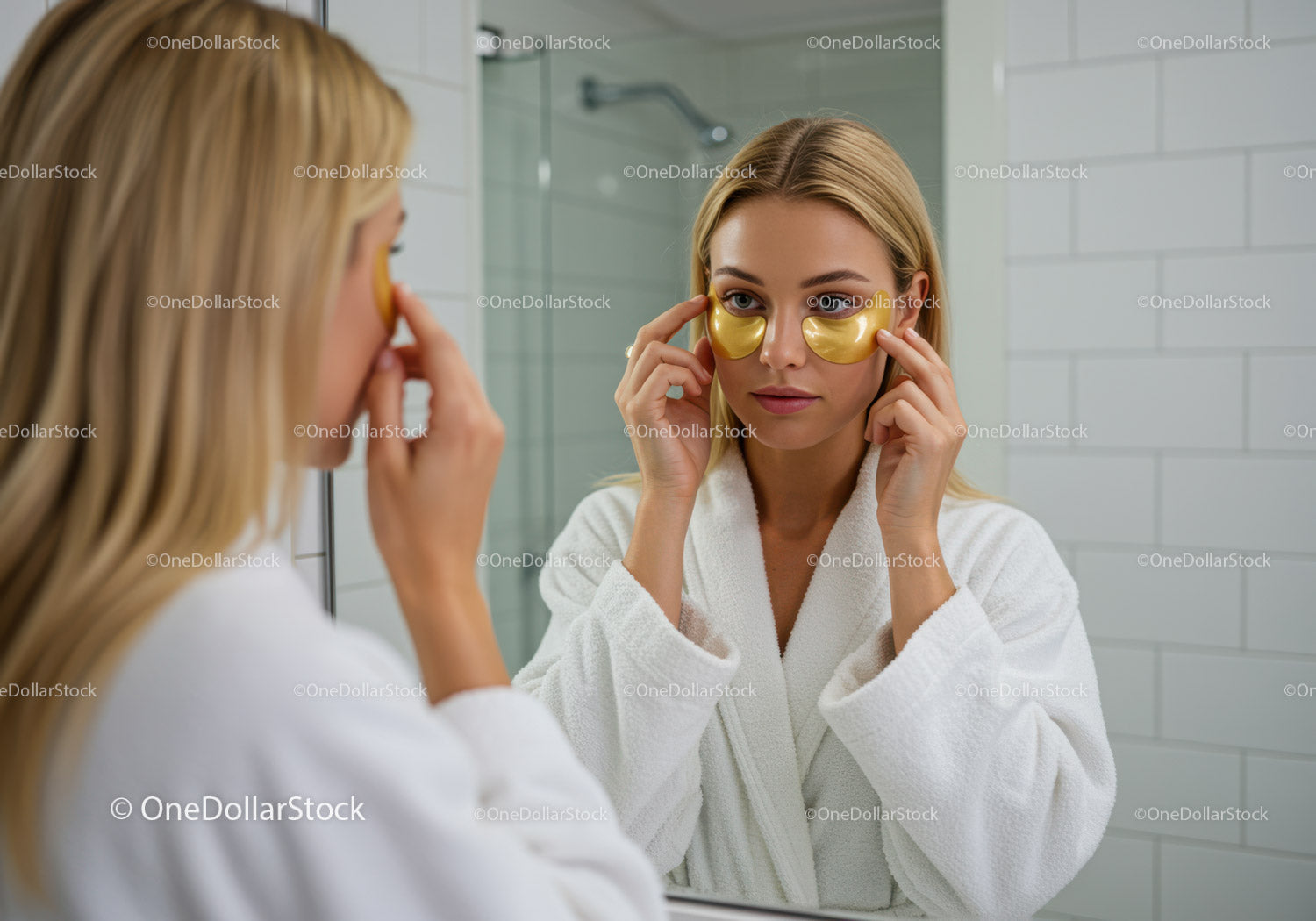 Young Woman Applying Eye Masks for Rejuvenating Skincare