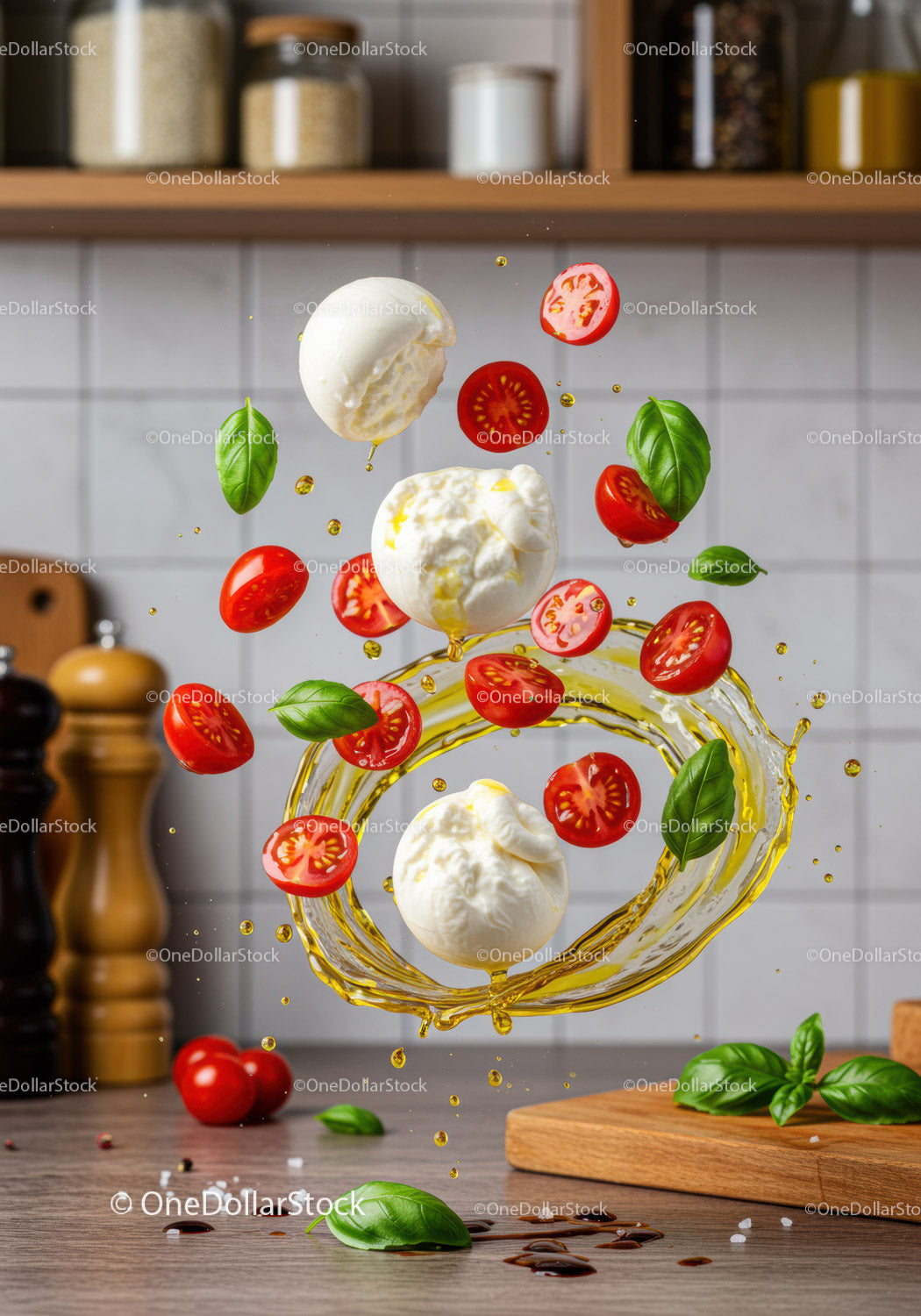 Świeża mozzarella z pomidorkami koktajlowymi i bazylią w oliwie z oliwek