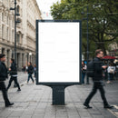 Empty Urban Billboard on Busy City Street