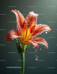 Close-up of Vibrant Orange Lily with Dew Drops