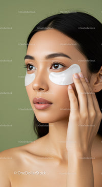 Young Woman Applying Under-Eye Patches for Skincare