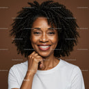 Confident Smiling African American Woman Portrait with Curly Hair