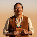 Indigenous Woman Wearing Colorful Jewelry in Sunny Desert Environment