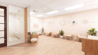 Minimalist and Cozy Waiting Room with Plants and Comfortable Seating