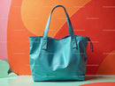 Elegant Blue Leather Tote Bag with Modern Design for Women