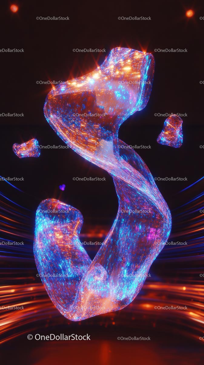 Vivid Light-Illuminated Glass Sculpture with Neon Colors