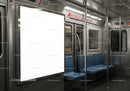 Empty Subway Car Interior with Blank Advertisement Display