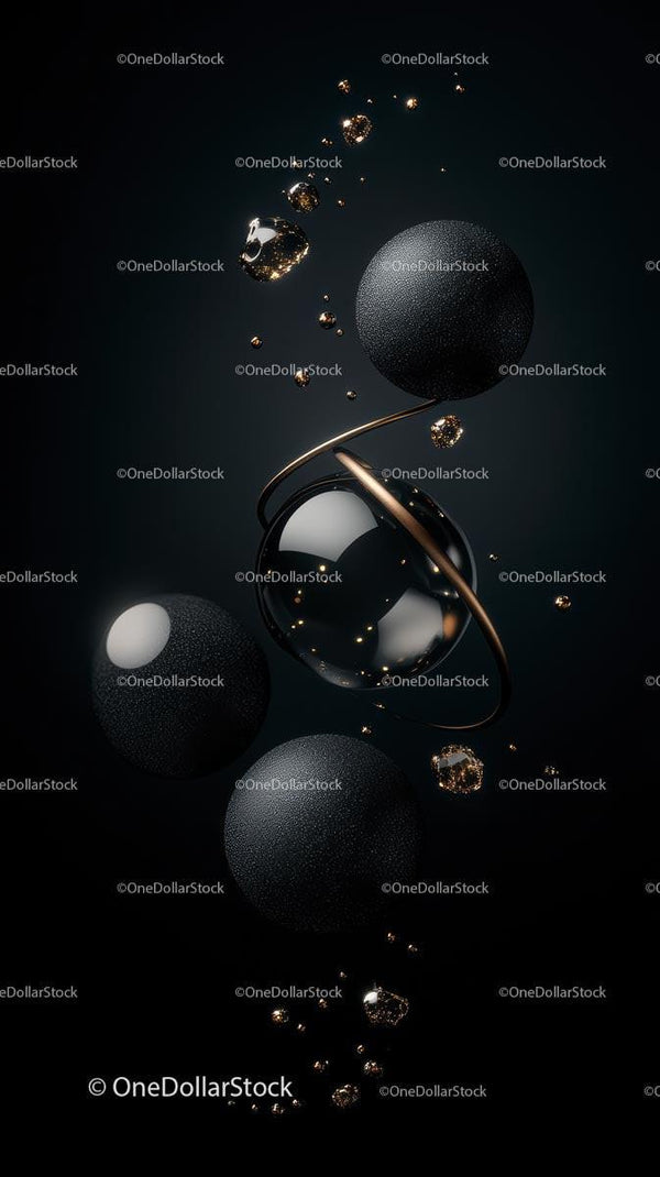 Futuristic Cosmic Spheres and Floating Planets in Space Scene