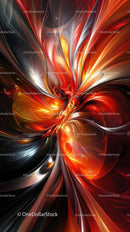 Abstract Digital Art with Fiery Swirl in Red and Orange Hues