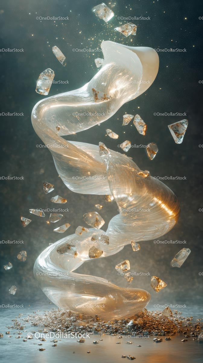 Elegant Ice Swirl Sculpture with Sparkling Fragments