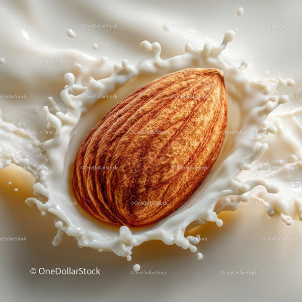 Almond Surrounded by Creamy Milk Splash