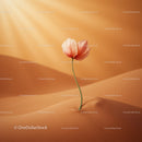 Delicate flower blooming in warm desert dunes