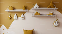 Whimsical Mountain and Cloud Nursery Wall Decor with Plush Toys