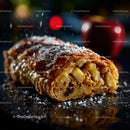 Fresh Apple Strudel with Flaky Pastry and Powdered Sugar