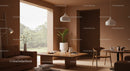 Modern Cozy Living Room with Wooden Furniture and Indoor Plants
