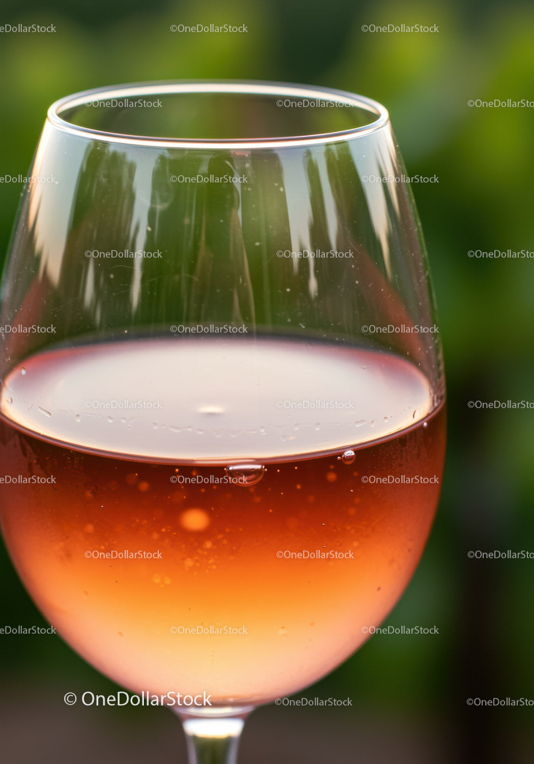 Closeup of chilled rosé wine in a clear glass