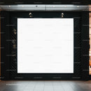 Blank illuminated billboard in modern shopping mall