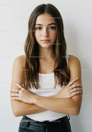 Confident Young Woman with Crossed Arms in Casual Style