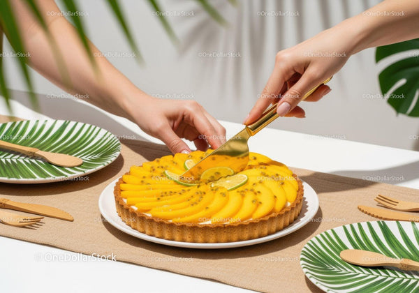 Tropical Passion Fruit and Mango Fruit Tart with Citrus Slices