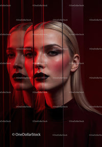 Futuristic Female Portrait with Red Lighting and Dark Makeup Stock Photo Bundle preview 6