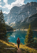 Scenic Mountain Lake with Pine Forest and Rocky Cliffs