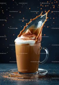 Creamy latte with whipped foam and coffee splash