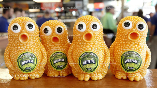 Four Yellow Chick-Shaped Decorative Figures