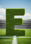 Green Grass Letter E Standing on Soccer Field