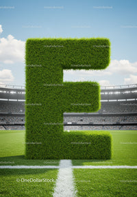 Green Grass Letter E Standing on Soccer Field