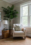 Bright Modern Living Room with Large Window and Indoor Greenery
