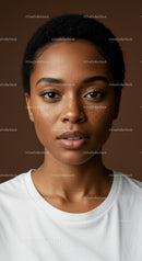 Close-Up Portrait of a Beautiful Black Woman with Freckles and Natural Makeup
