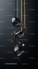 Elegant Black Spheres with Gold Accents in Modern Abstract Scene