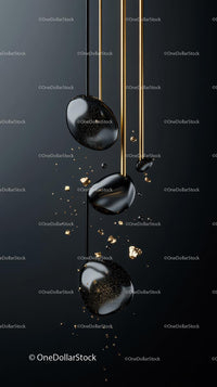 Elegant Black Spheres with Gold Accents in Modern Abstract Scene