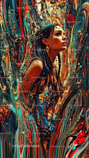 Colorful Abstract Portrait of a Woman Surrounded by Nature