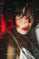 Dramatic Close-Up of a Beautiful Woman with Intense Expression