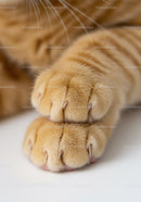 Close up of relaxed orange cat's soft paws