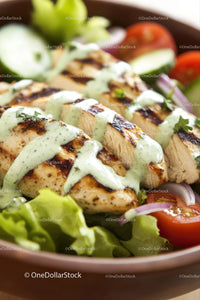 Grilled Chicken Salad with Fresh Vegetables and Herb Dressing
