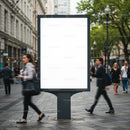 Blank Urban Advertising Board with People Walking By