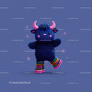 Cartoon Yak Character Wearing Colorful Striped Boots in Playful Scene